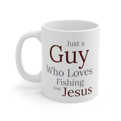 Just a Guy Jesus and Bass Coffee Mug 11oz - I Love Your Faith Co.