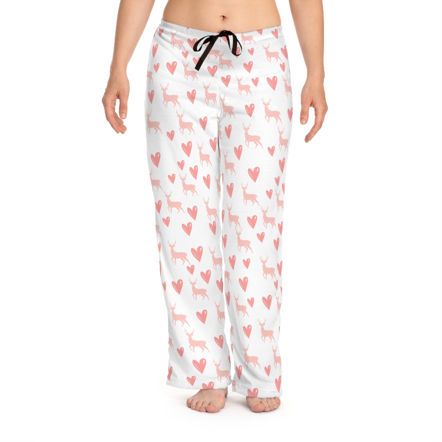 Women's Deer Hunt Pajama Pants – Cozy Lounge Pants with Deer and Heart Print