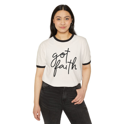 Women’s Got Faith Ringer T-Shirt – Minimalist Christian Graphic Tee