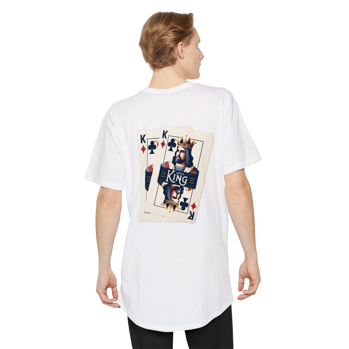 Jesus is King Men’s Long Body Urban Tee, White, - I Love Your Faith Co.