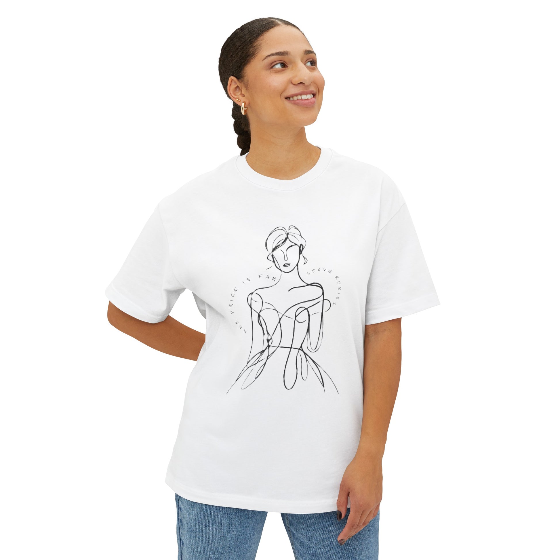 Virtuous Women’s Oversized T-Shirt, Crew Neck-White - I Love Your Faith Co.