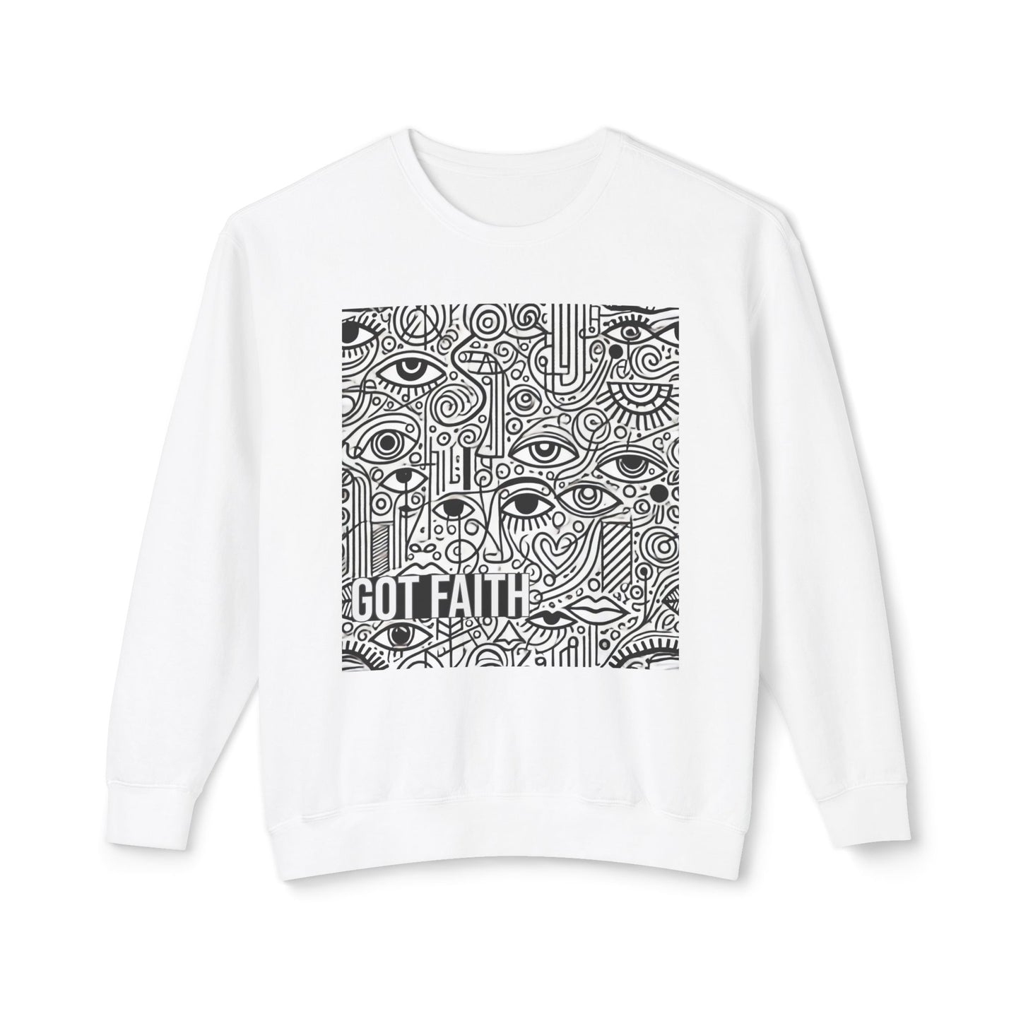 Got Faith Sweatshirt – Bold Black & White Abstract Smudge Design Lightweight Crewneck Sweatshirt