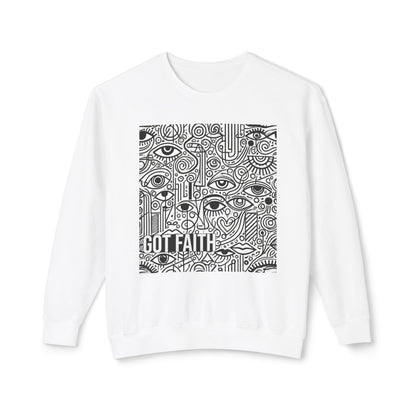 Got Faith Sweatshirt – Bold Black & White Abstract Smudge Design Lightweight Crewneck Sweatshirt