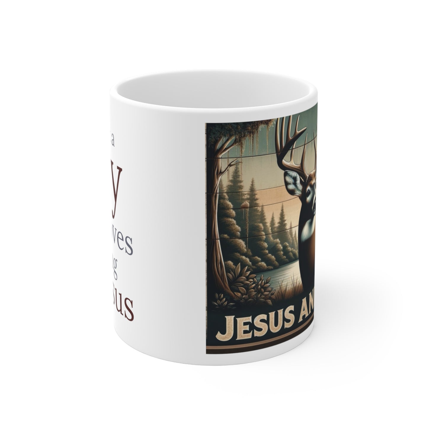 Just a Guy Jesus and Buck Big Mug 11oz - I Love Your Faith Co.