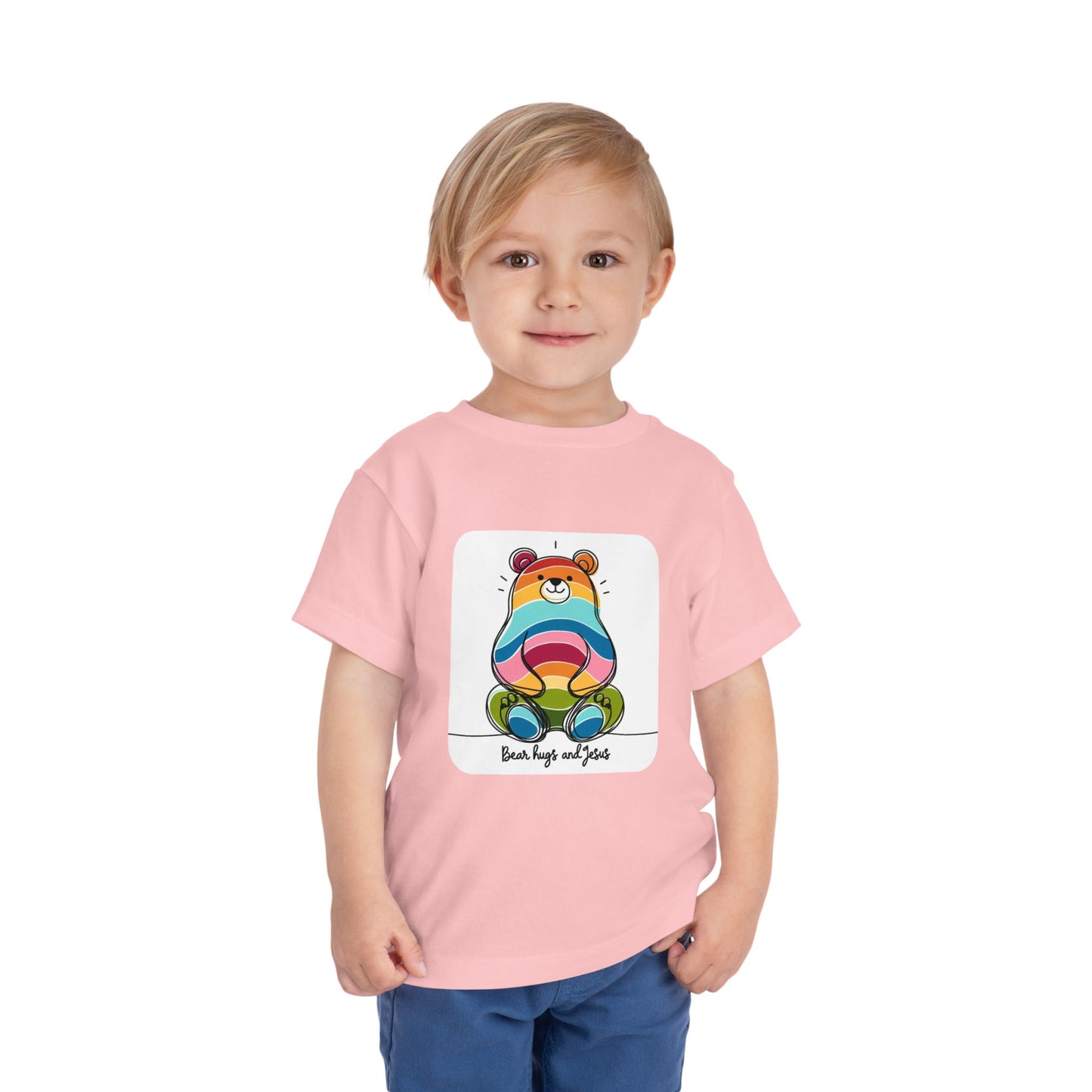 2T-6T Toddler Bear Hugs and Jesus, Jersey Tee