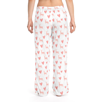 Women's Deer Hunt Pajama Pants – Cozy Lounge Pants with Deer and Heart Print