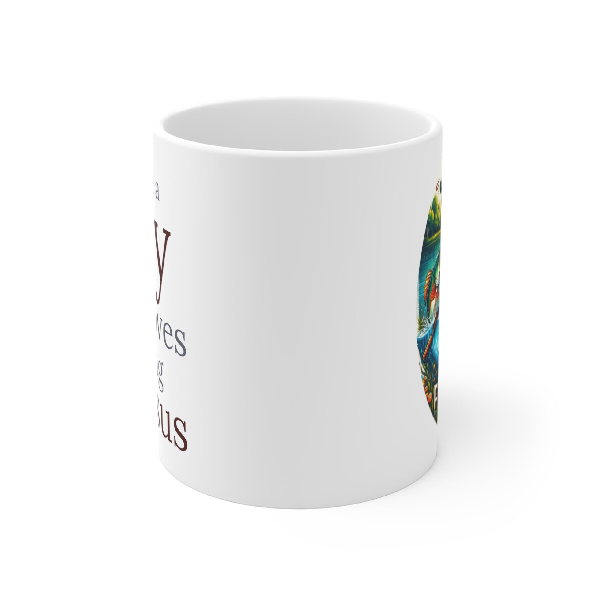 Just a Guy Jesus and Bass Coffee Mug 11oz - I Love Your Faith Co.