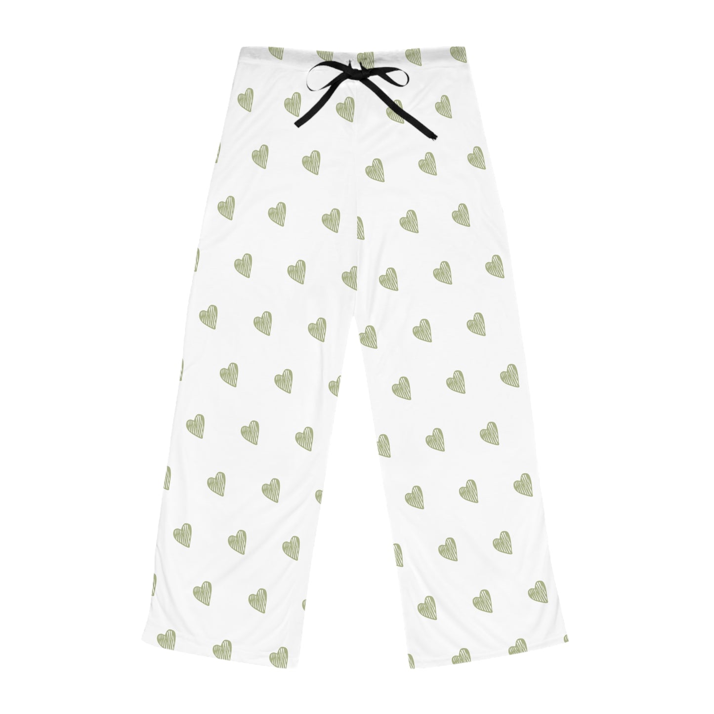 Women’s Green Heart Drawstring Pajama Pants - I Love Your Faith Co.