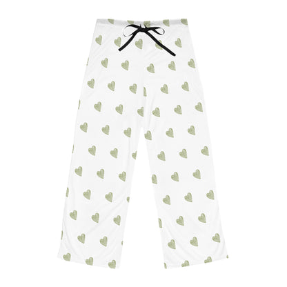 Women’s Green Heart Drawstring Pajama Pants - I Love Your Faith Co.