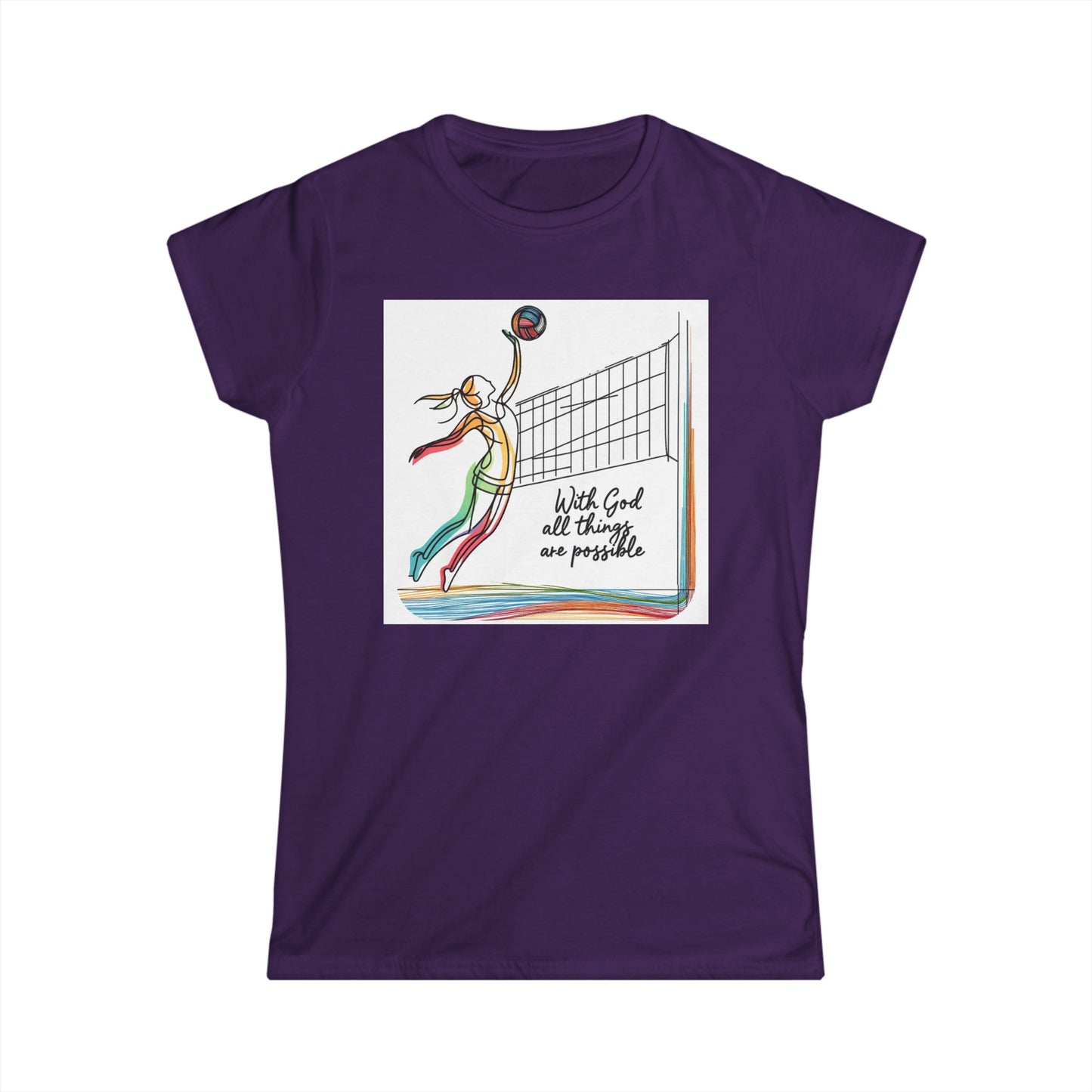 Volleyball, All Things Are Possible, Teen Girls Short Tee, - I Love Your Faith Co.