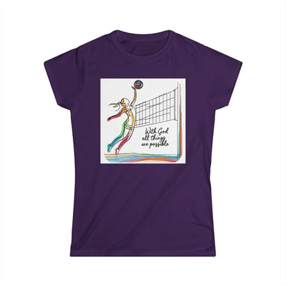 Volleyball, All Things Are Possible, Teen Girls Short Tee, - I Love Your Faith Co.