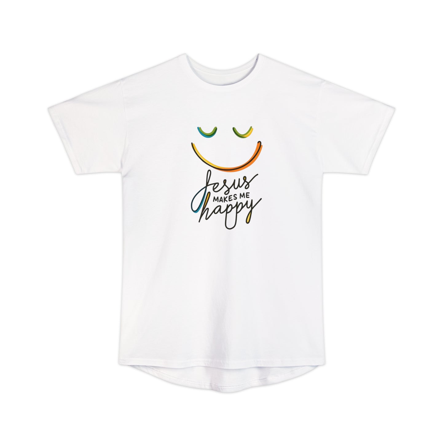 Women’s and Men Jesus makes me Happy  Long Body Urban Tee - I Love Your Faith Co.