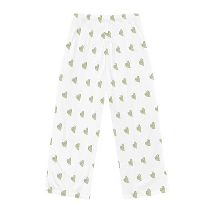 Women’s Green Heart Drawstring Pajama Pants - I Love Your Faith Co.