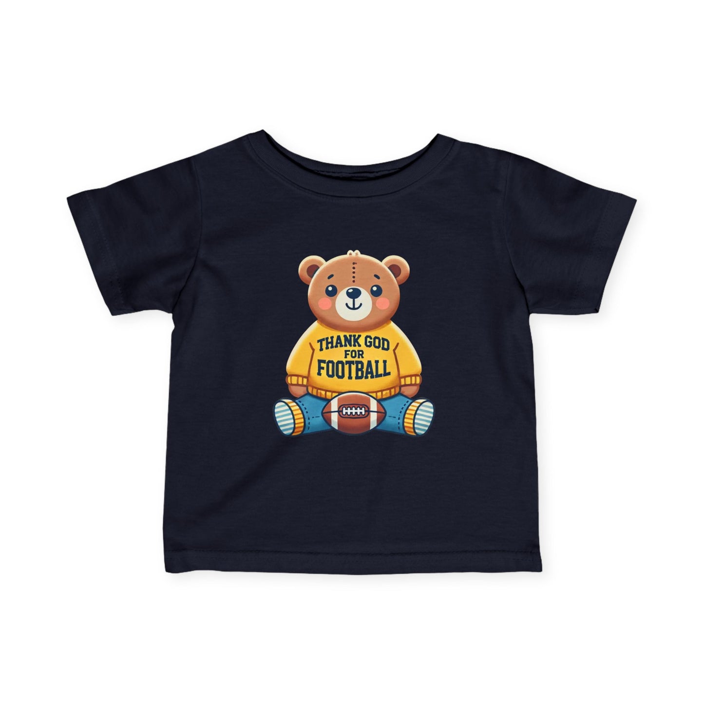 6M-24M  Football Bear Jersey Tee – ‘Thank God for Football’