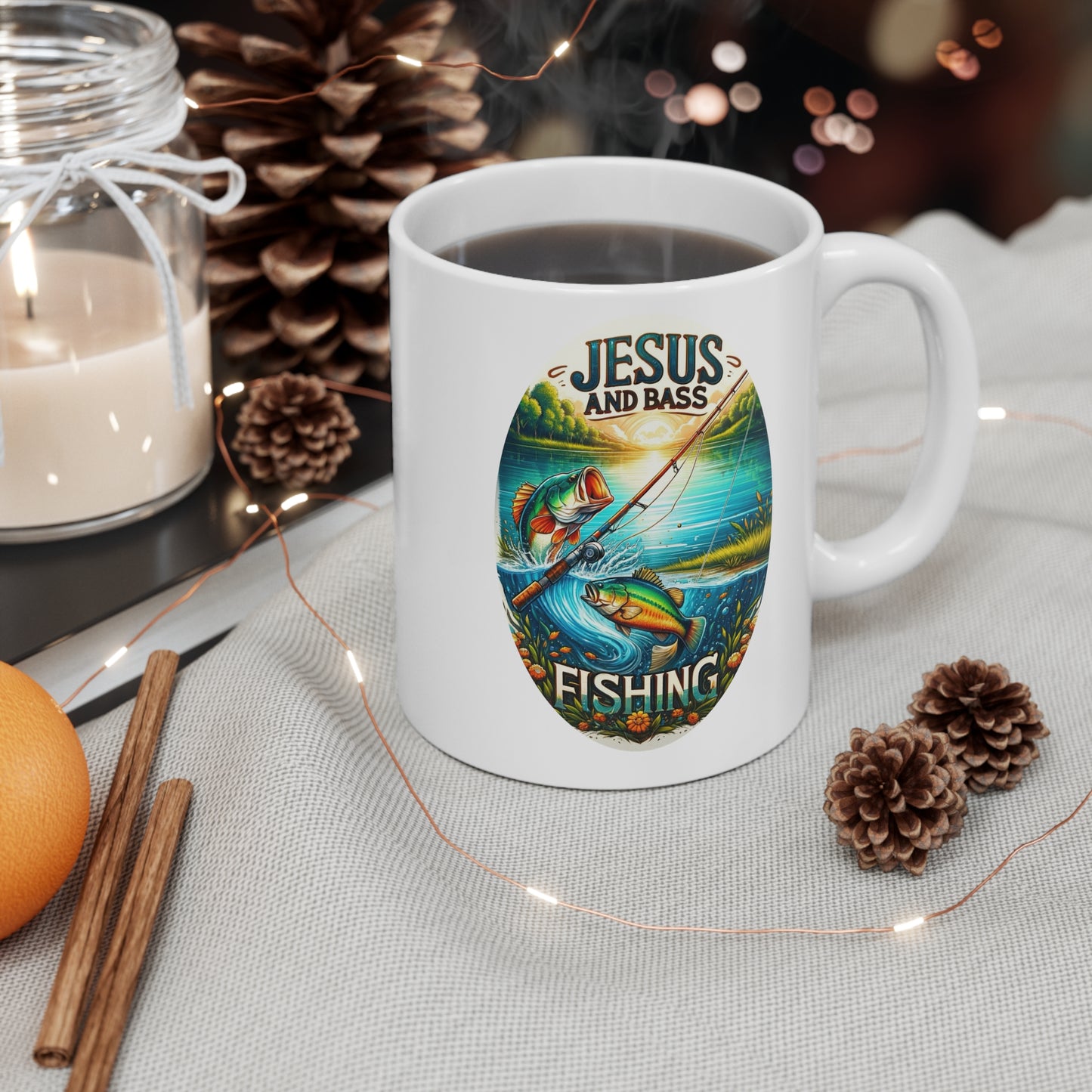 Just a Guy Jesus and Bass Coffee Mug 11oz - I Love Your Faith Co.