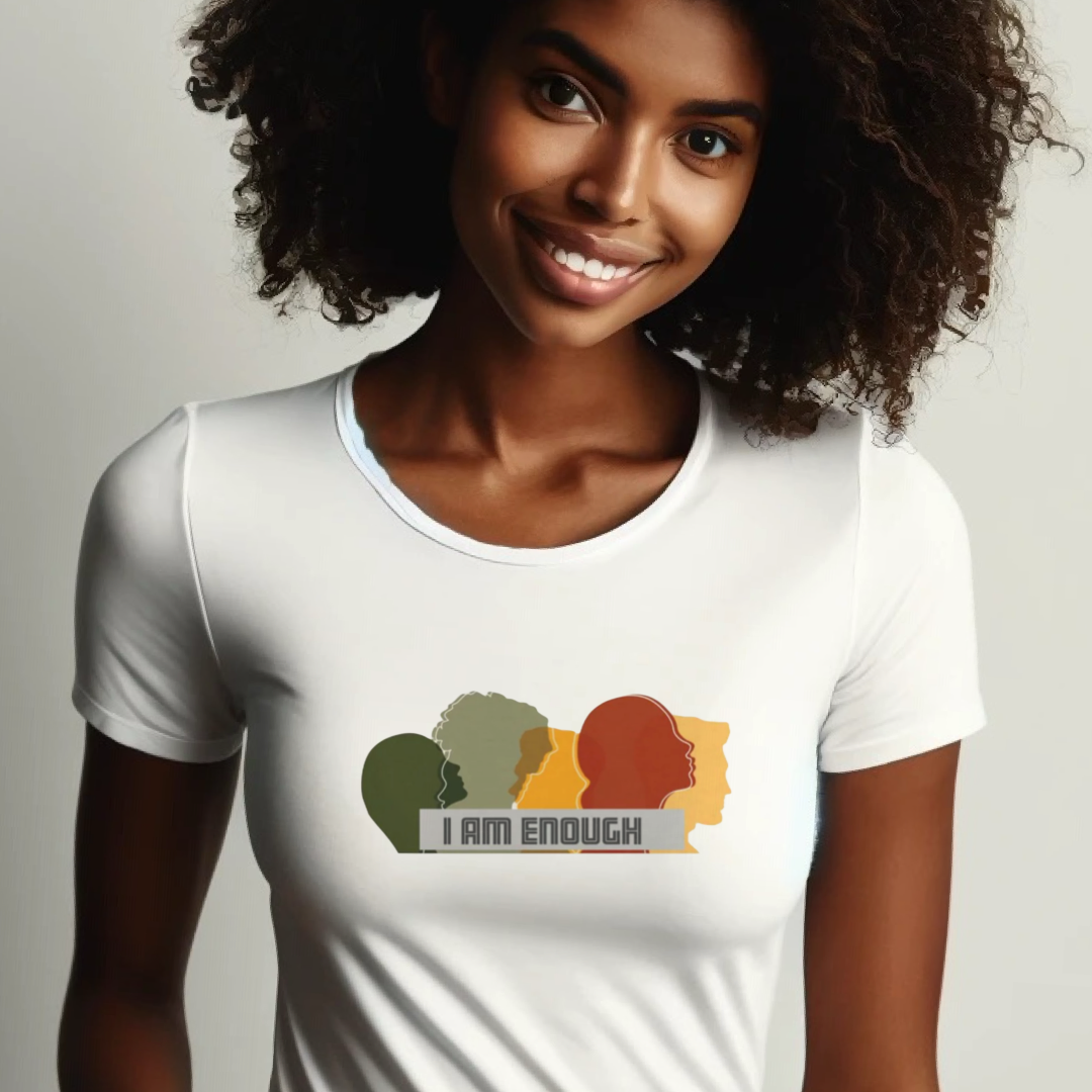 I Am Enough Women's Cotton Tee- Ash Color or White - I Love Your Faith Co.