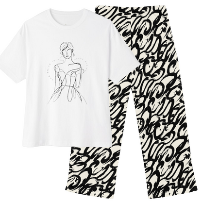 Modern Art Sketch Her Price is Above Rubies Pajama Set – Stylish Black & White Loungewear for Women
Bundle