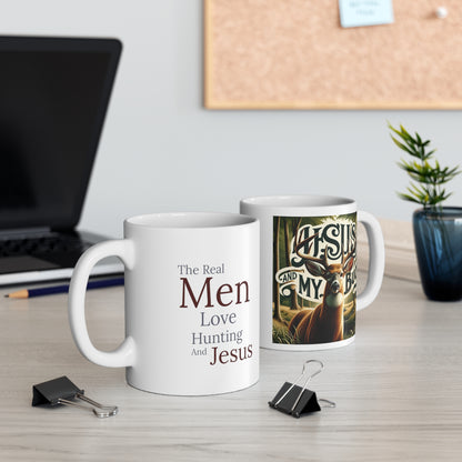 The Real Men Love Jesus and Hunting Mug 11oz - I Love Your Faith Co.