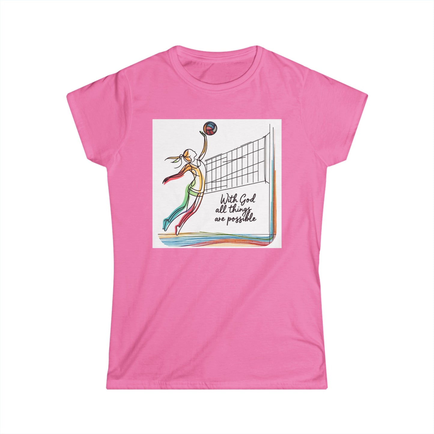 Volleyball, All Things Are Possible, Teen Girls Short Tee, - I Love Your Faith Co.