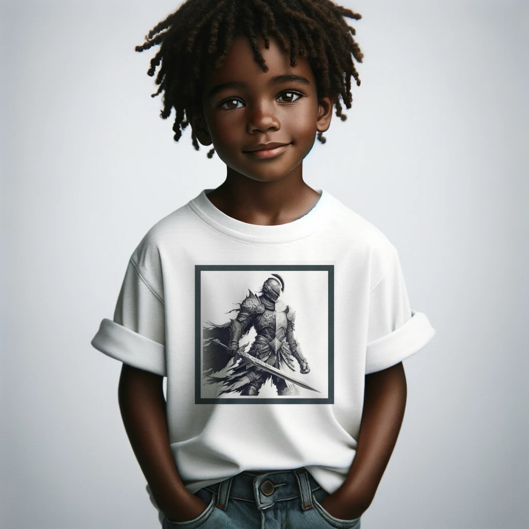 Warrior Boys Kids Cotton Tee- White - I Love Your Faith Co.