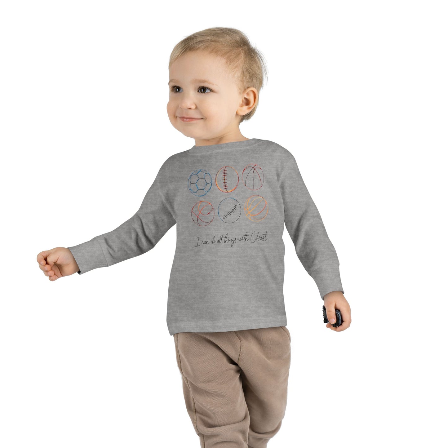 2T-6T Toddler  I Can Do All Things With Christ Sports, Cotton Long Sleeves Christian Shirt