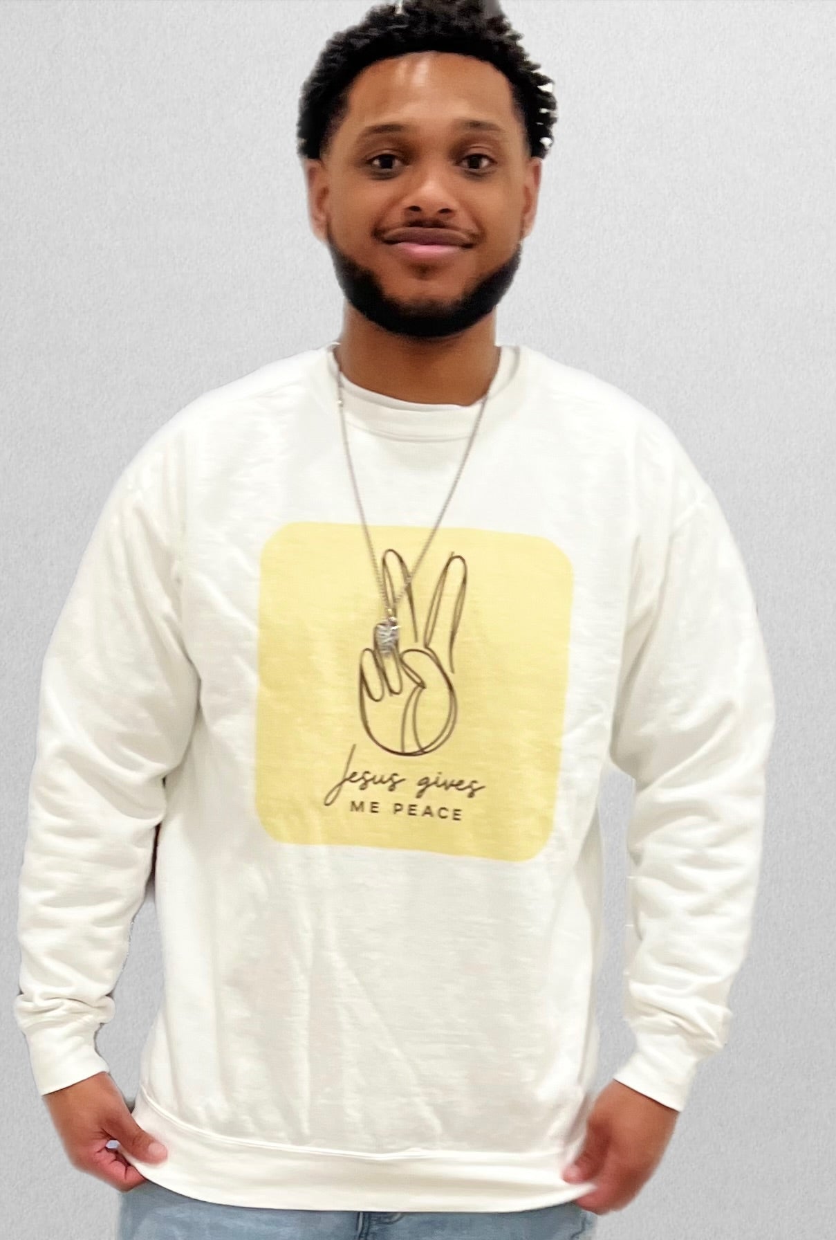 Unisex Premium Jesus Gives Me Peace Sweatshirt – Inspirational Peace Sign