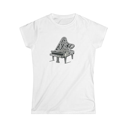 Women’s Short Sleeves, Jesus is my Worship Piano, Cotton Crew Neck Tee - I Love Your Faith Co.