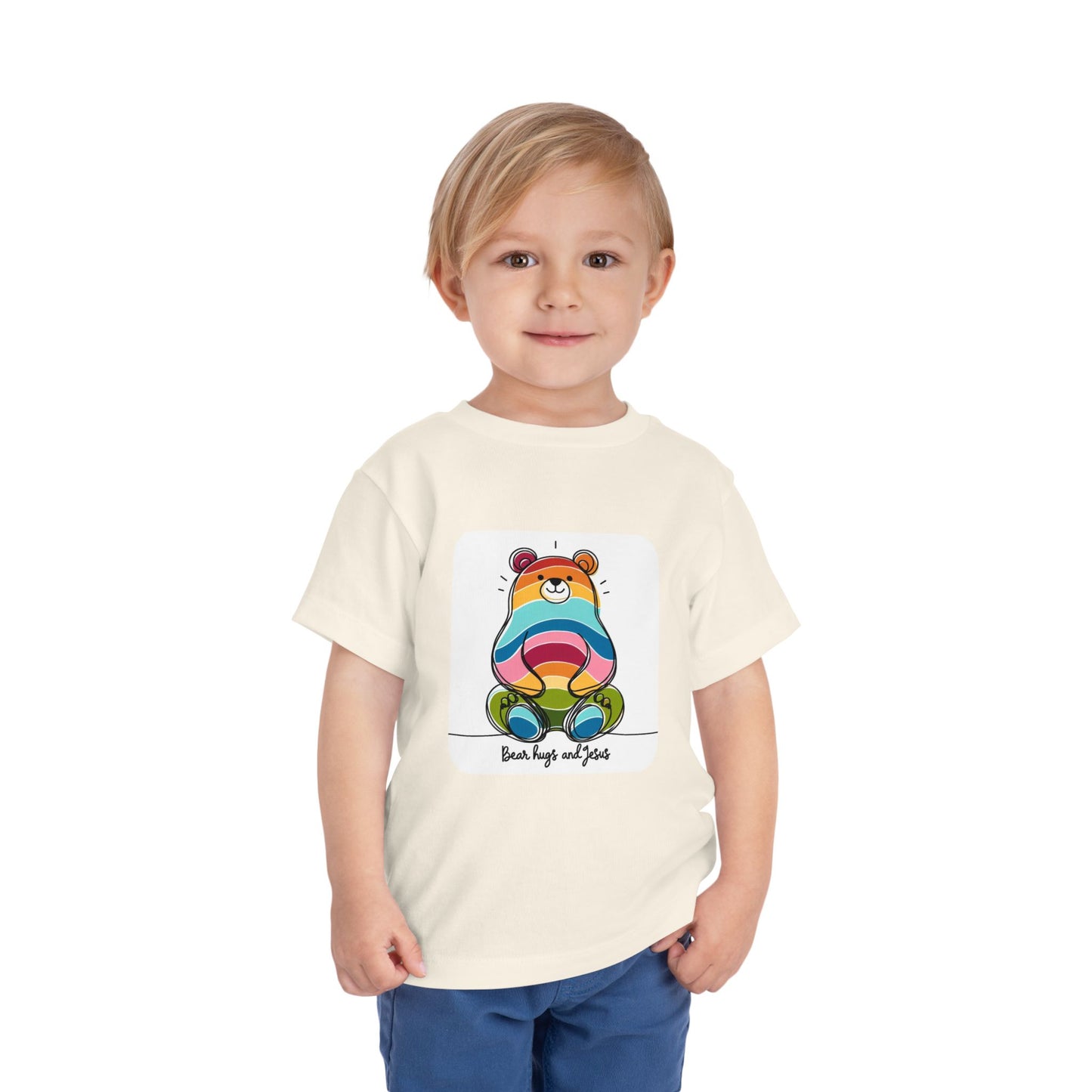 2T-6T Toddler Bear Hugs and Jesus, Jersey Tee