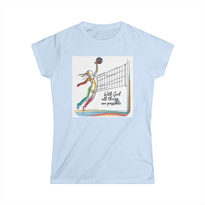 Volleyball, All Things Are Possible, Teen Girls Short Tee, - I Love Your Faith Co.