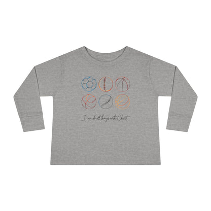 2T-6T Toddler  I Can Do All Things With Christ Sports, Cotton Long Sleeves Christian Shirt