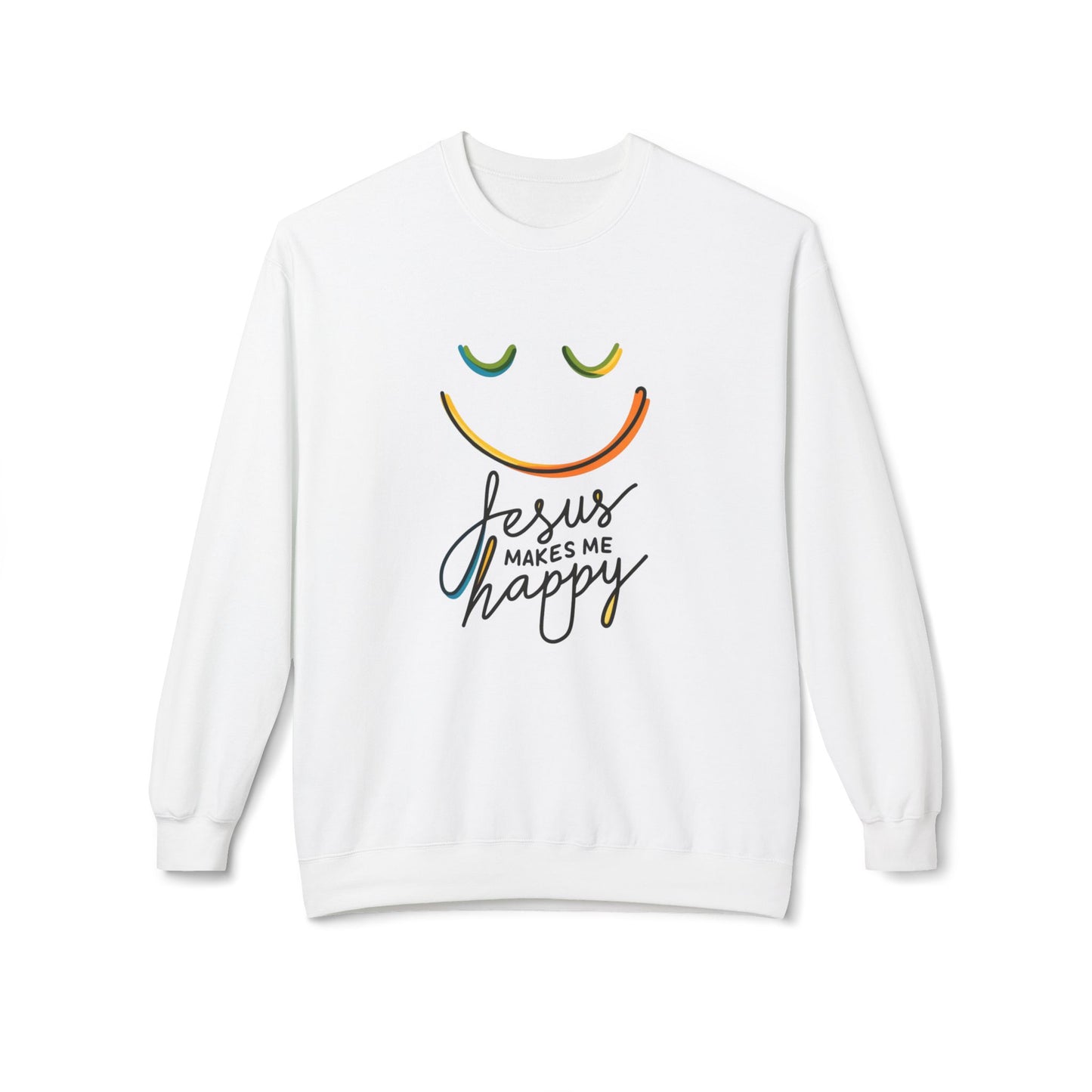 Unisex Jesus Makes Me Happy Sweatshirt – Faith-Inspired Smiley Face Pullover