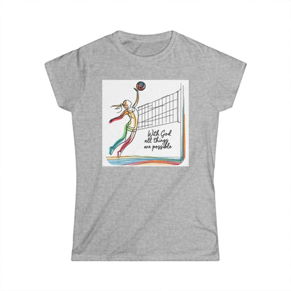 Volleyball, All Things Are Possible, Teen Girls Short Tee, - I Love Your Faith Co.