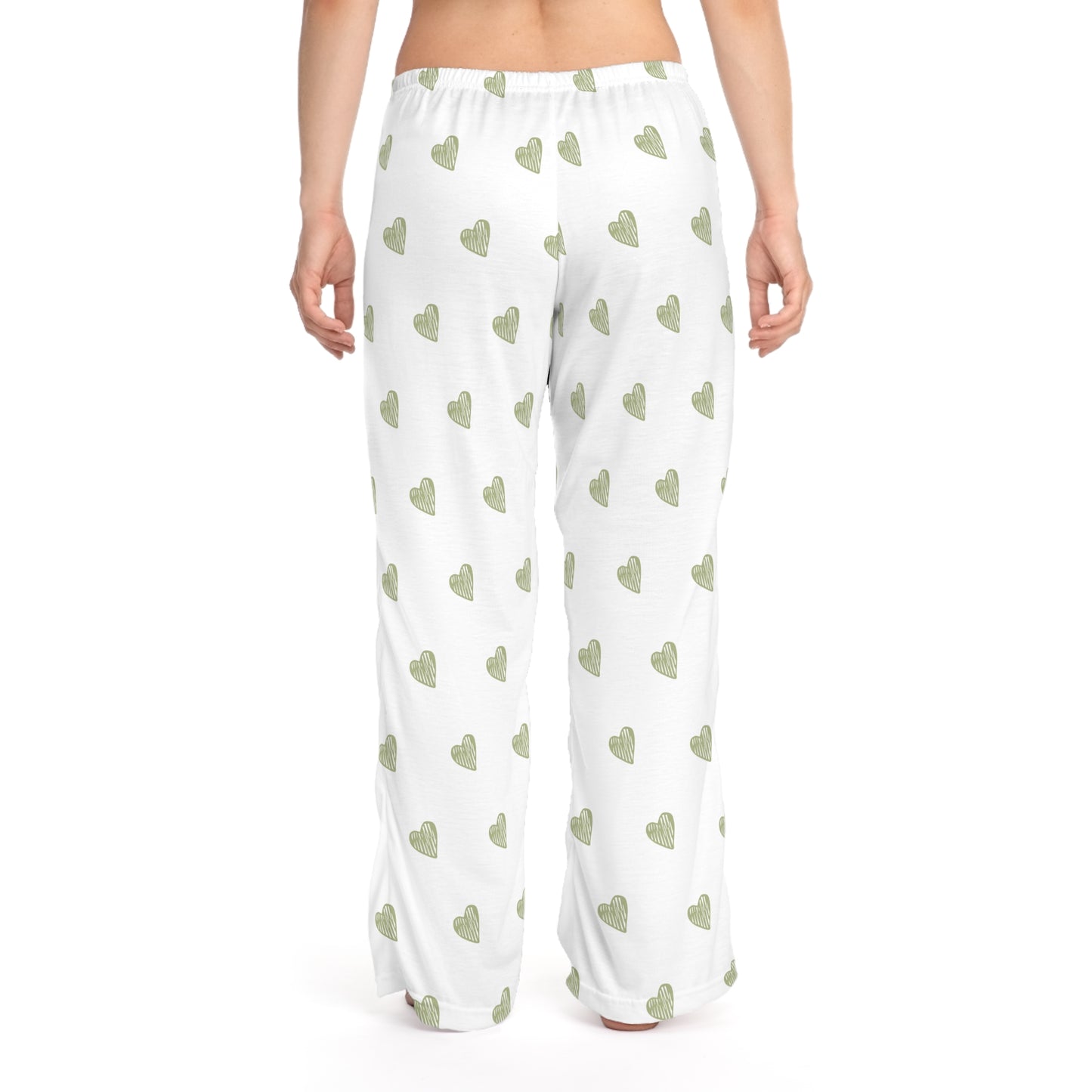 Women’s Green Heart Drawstring Pajama Pants - I Love Your Faith Co.