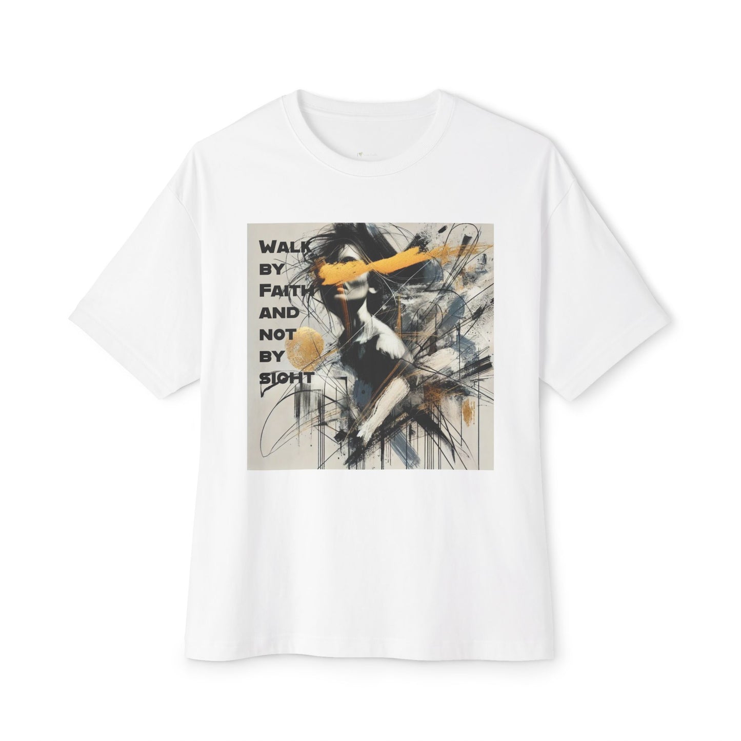 Womens Walk by Faith, Not by Sight Graphic Tee – Inspirational Christian Oversized Boxy Tee