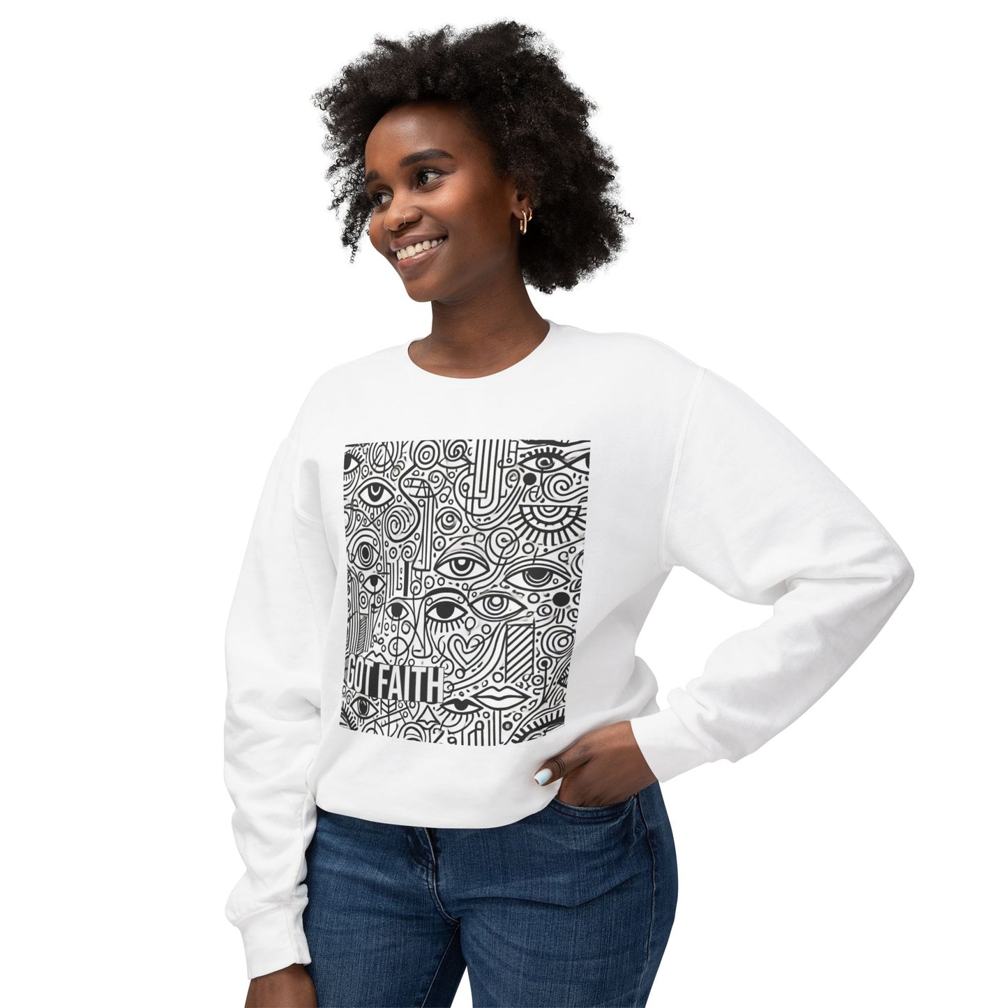 Got Faith Sweatshirt – Bold Black & White Abstract Smudge Design Lightweight Crewneck Sweatshirt