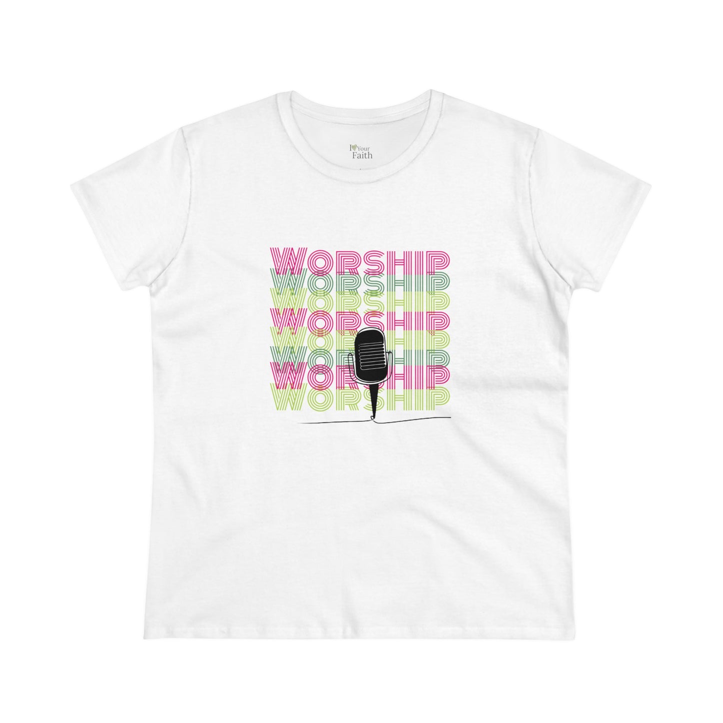 Worship and My Microphone Women's Cotton Tee- Ash Color - I Love Your Faith Co.