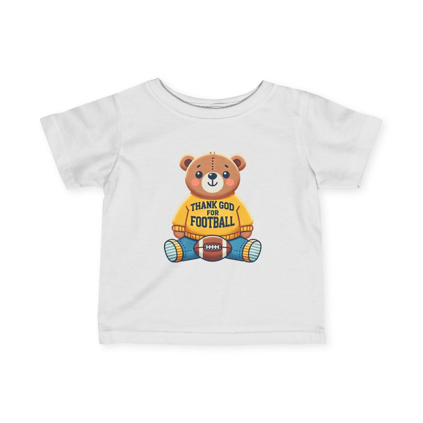 6M-24M  Football Bear Jersey Tee – ‘Thank God for Football’