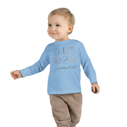 2T-6T Toddler  I Can Do All Things With Christ Sports, Cotton Long Sleeves Christian Shirt