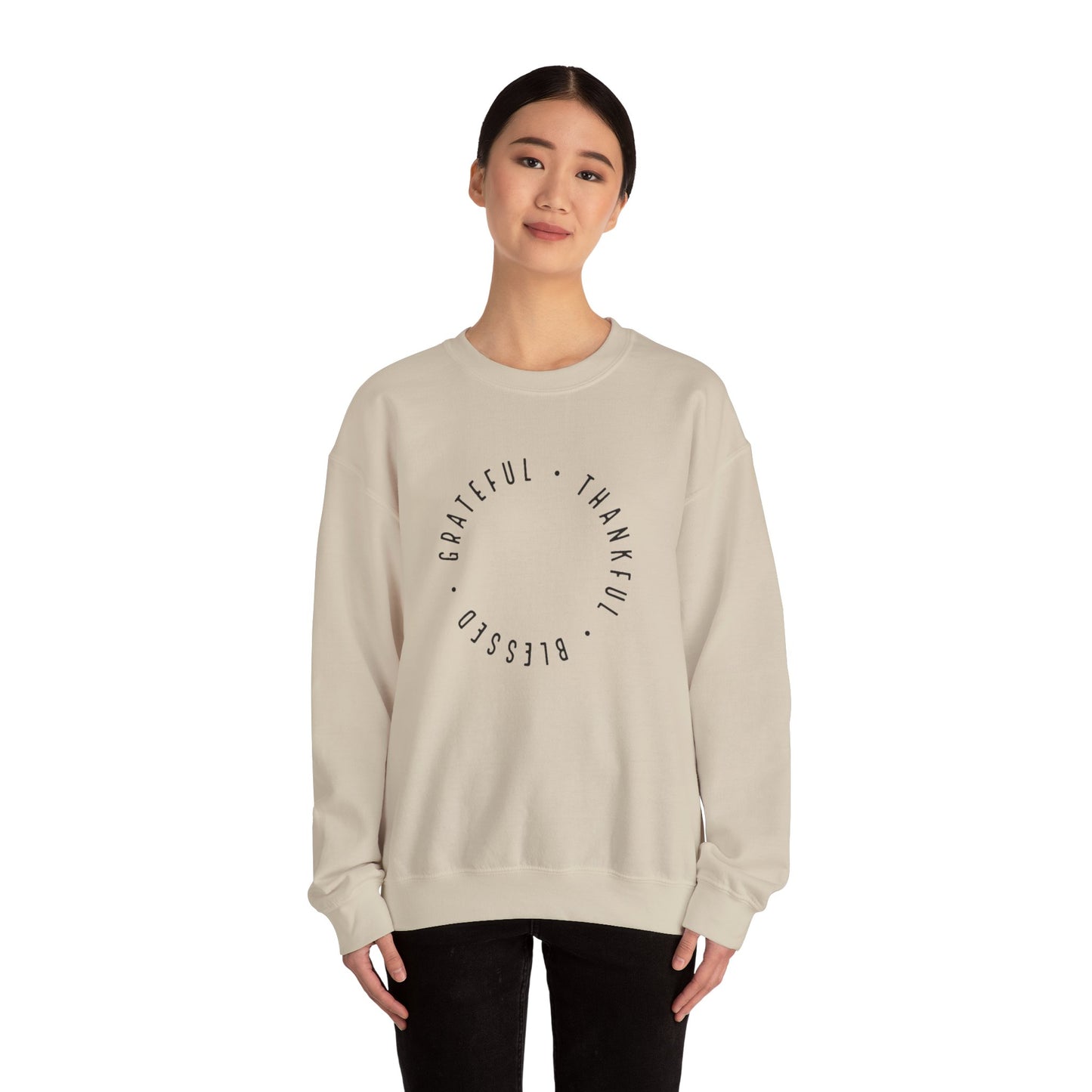 Unisex Grateful, Thankful, Blessed Sweatshirt – Inspirational Comfort Crewneck Sweatshirt