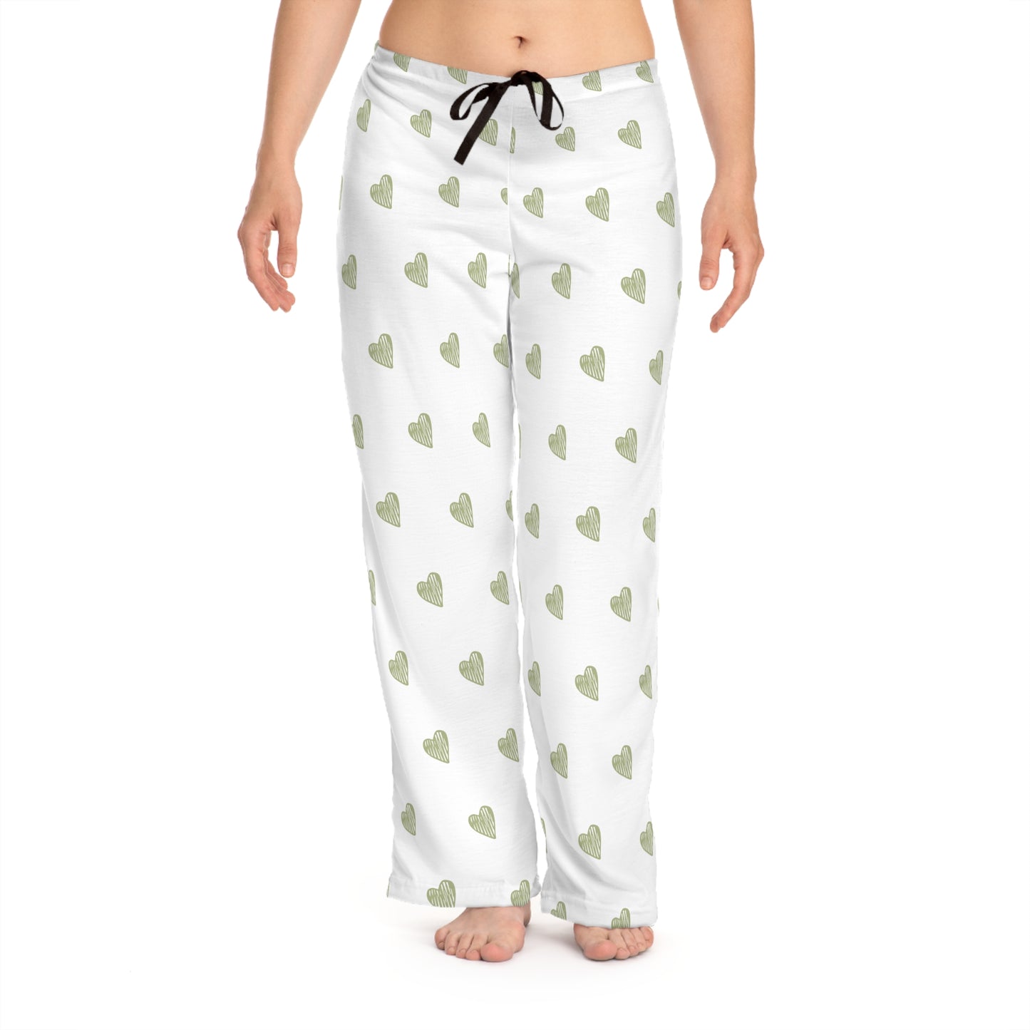 Women’s Green Heart Drawstring Pajama Pants - I Love Your Faith Co.