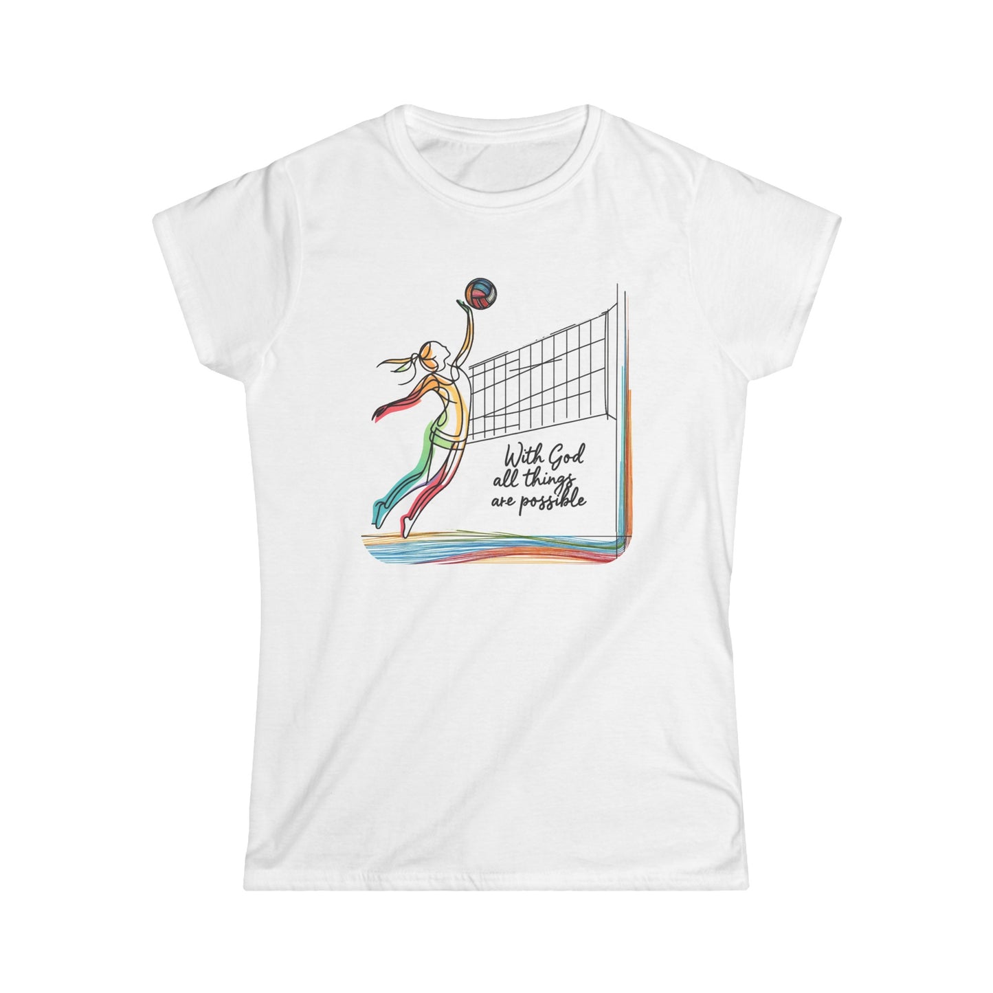 Volleyball, All Things Are Possible, Teen Girls Short Tee, - I Love Your Faith Co.