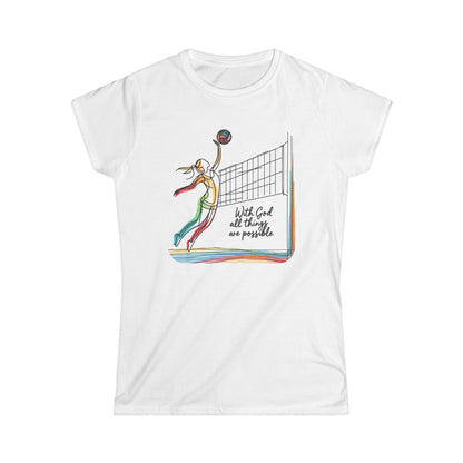 Volleyball, All Things Are Possible, Teen Girls Short Tee, - I Love Your Faith Co.