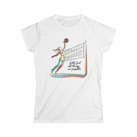 Volleyball, All Things Are Possible, Teen Girls Short Tee, - I Love Your Faith Co.