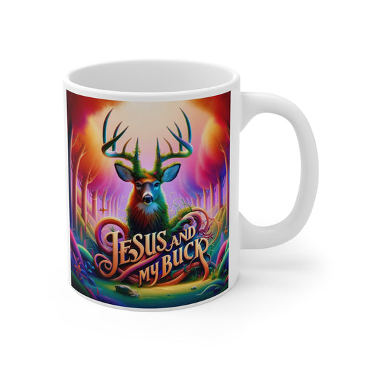 Just a Girl Jesus and My Buck Mug 11oz - I Love Your Faith Co.