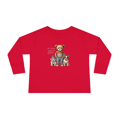 2T-6T Toddler Unisex Bear & Puppies Long Sleeve Tee