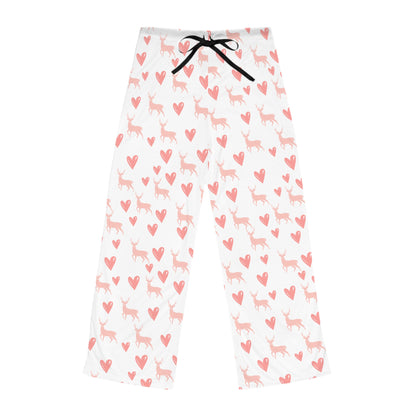 Women's Deer Hunt Pajama Pants – Cozy Lounge Pants with Deer and Heart Print