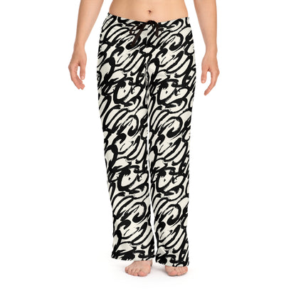 Women’s Black Paint Drawstring Pajama Pants - I Love Your Faith Co.