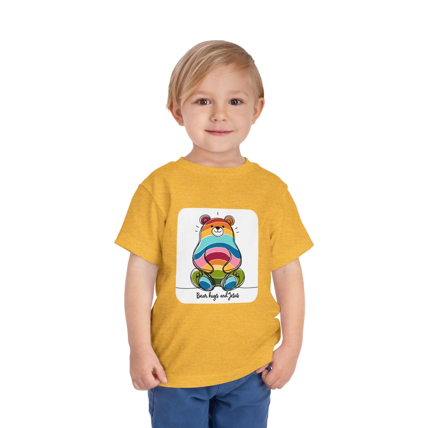 2T-6T Toddler Bear Hugs and Jesus, Jersey Tee