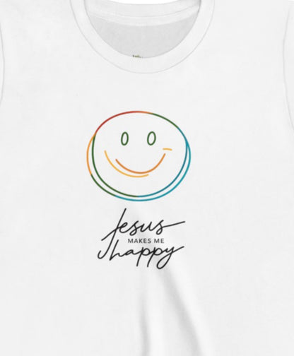 Jesus Makes Me Happy Smile Girls Short Sleeve Tee - I Love Your Faith Co.